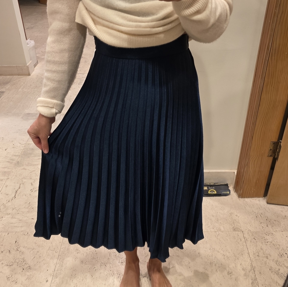 Elegant Navy Pleated Skirt